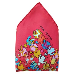 Hermès Silk Pocket Square or Scarf Les Chevaux Se Rendent au Départ Jockey Print