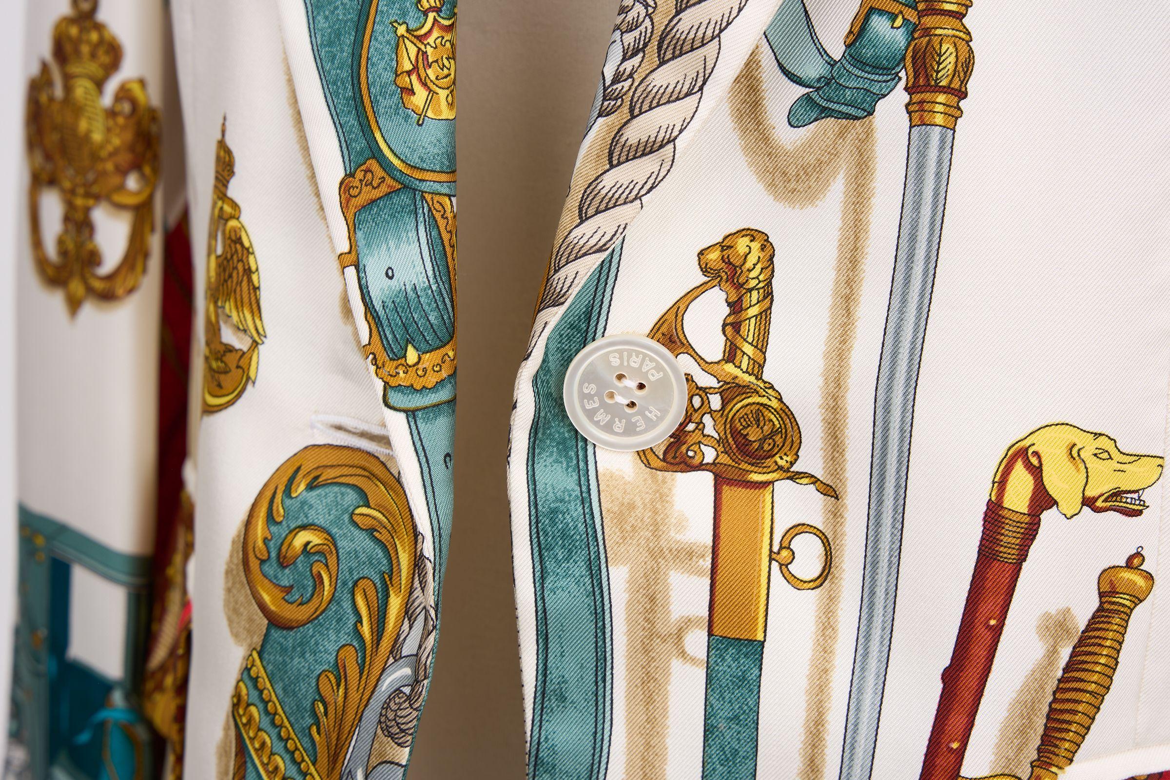 Hermès - Veste blazer en soie imprimée LeDoux en vente 1