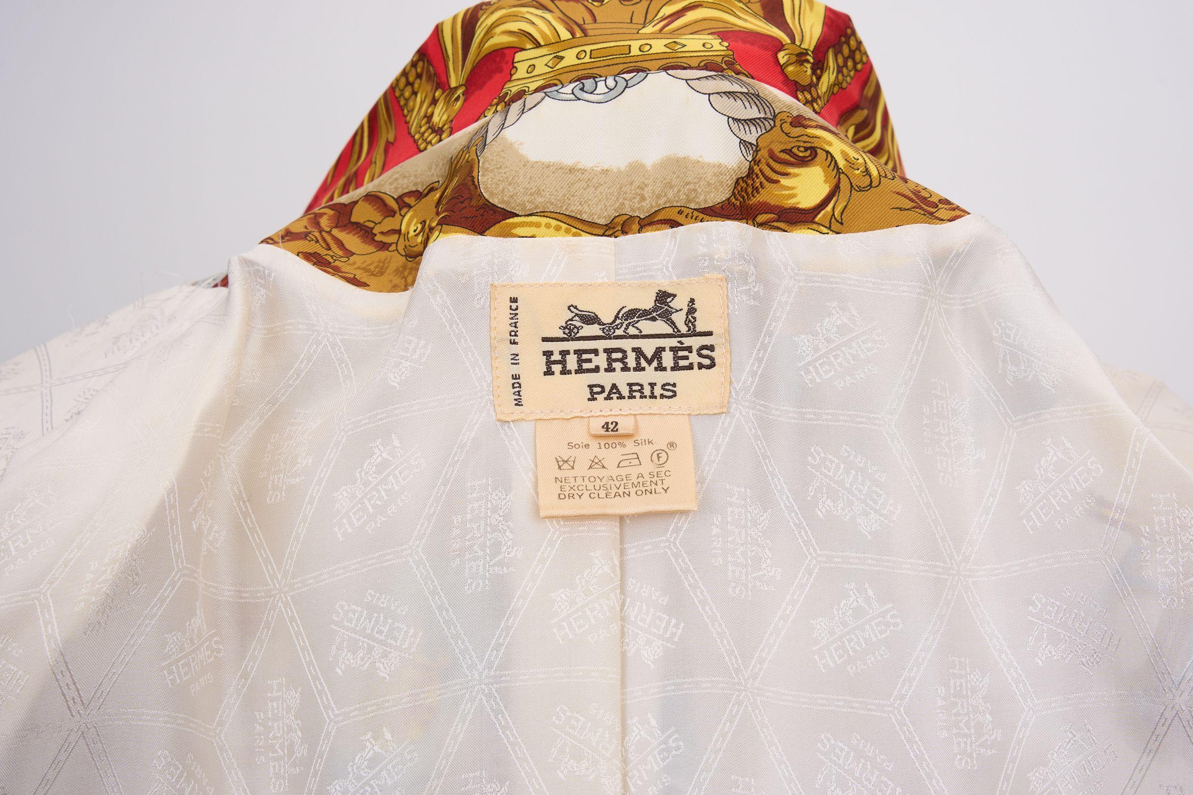 Hermès - Veste blazer en soie imprimée LeDoux en vente 2