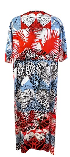 Hermès Seidendruck Dschungel Liebe Wild Kaftan Kleid