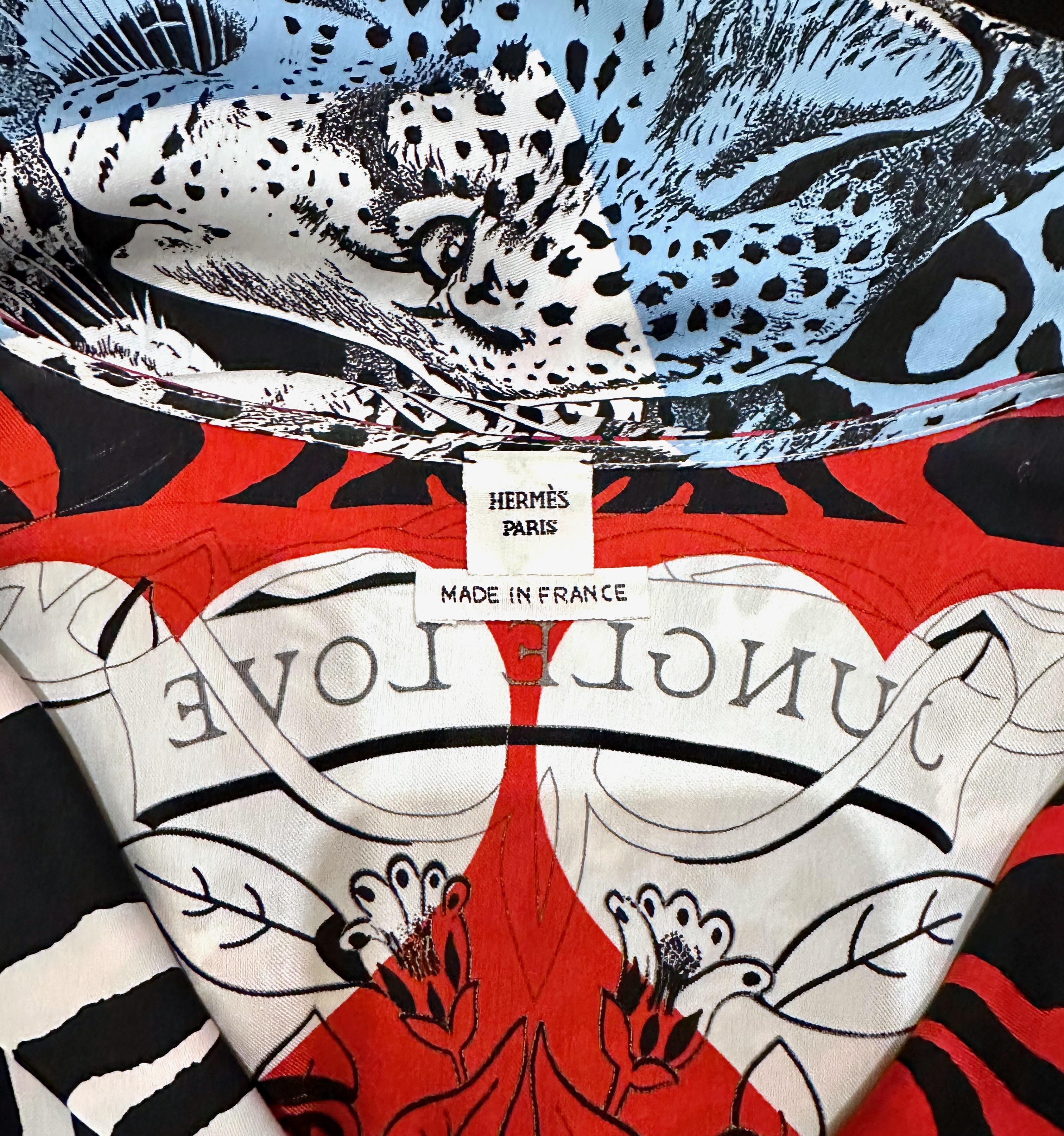 Gray Hermès Silk Print Jungle Love Wild Kaftan Dress For Sale
