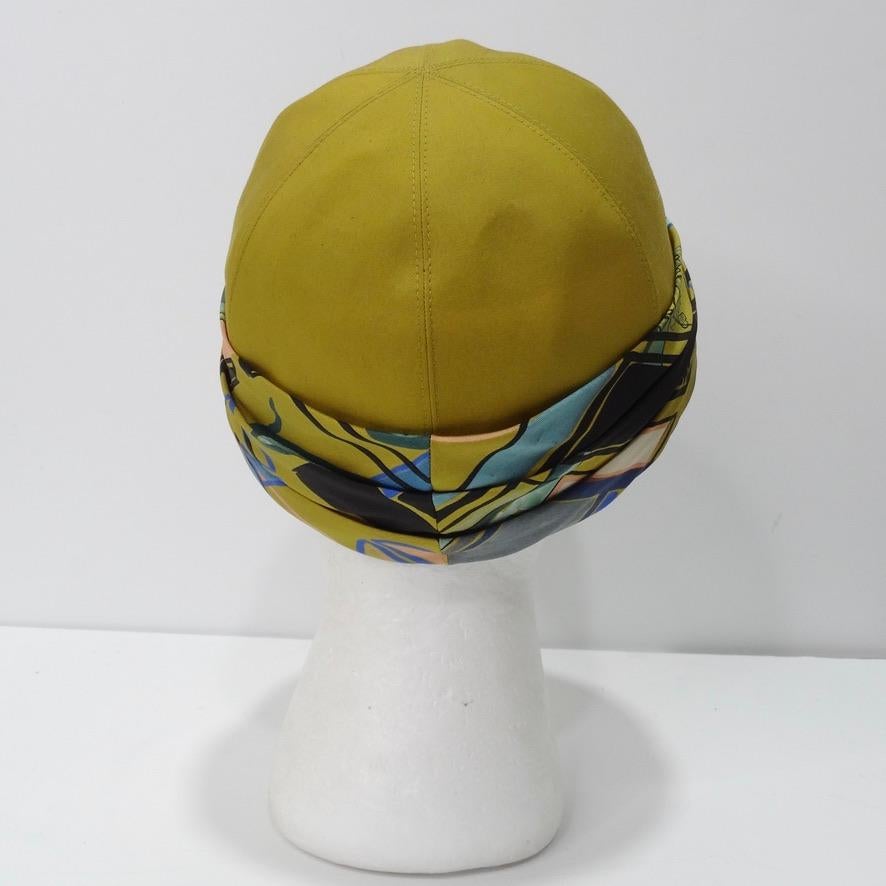 Brown Hermes Silk Printed Cap  For Sale