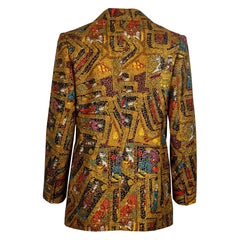Hermès Silk Printed Jacket with Metallic Embroidery - '10s