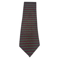 Hermes Silk Red and Green Square Print Tie