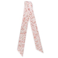 HERMES silk RED BERRIES Twilly Scarf Scarf Pale Pink