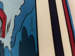 Hermes Silk REVERSIBLE 90cm Scarf Wow Double Face Blue Comic