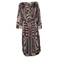 Hermes, silk ruffled midi dress with belt print