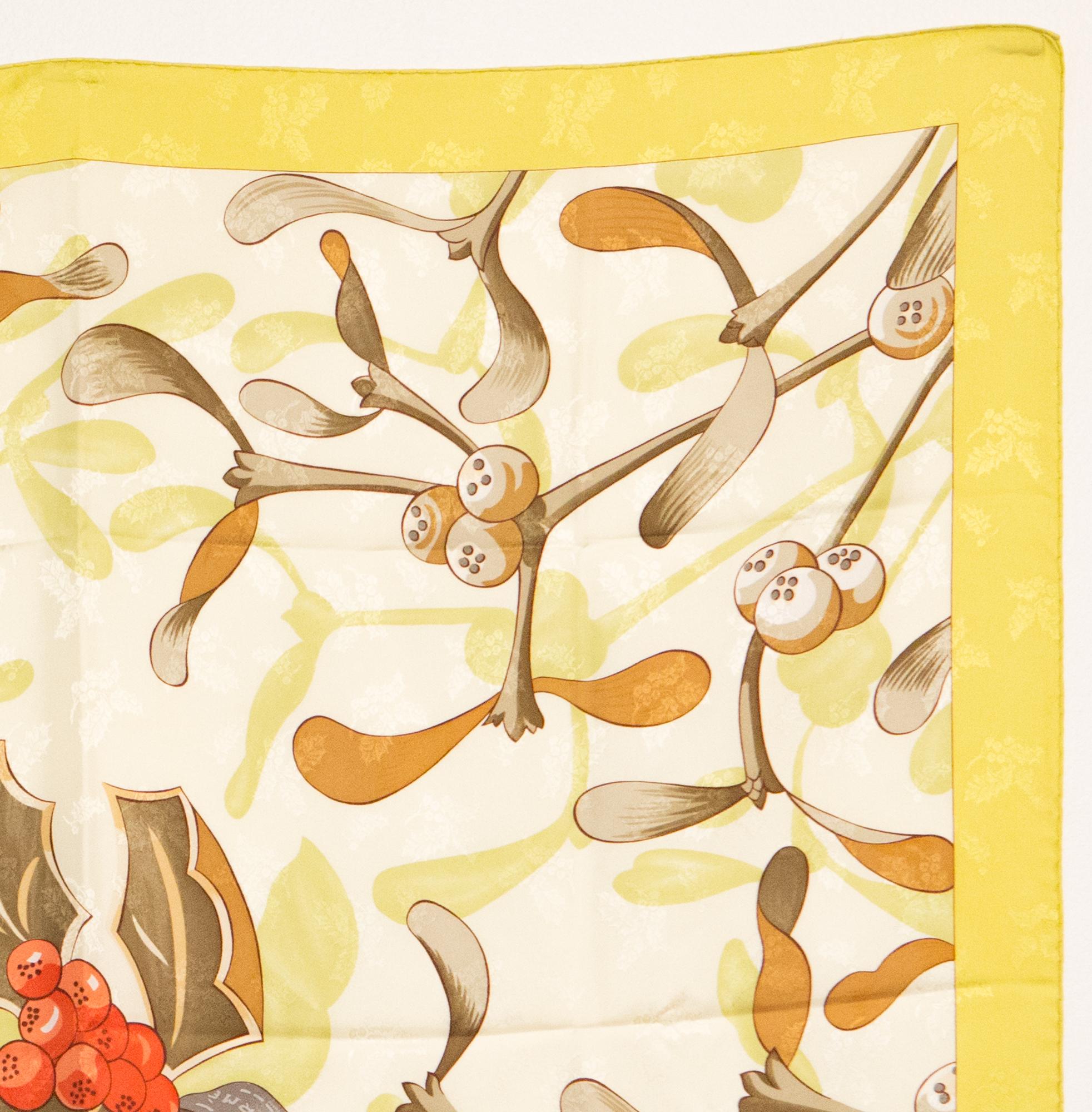 Orange  Hermes Silk Scarf  2001 Neige d'Antan 