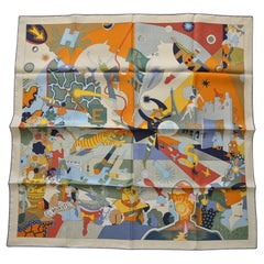 Echarpe en soie Hermes 90CM CA DECOIFFE CV/MARINE/CREME/VERT   NEW