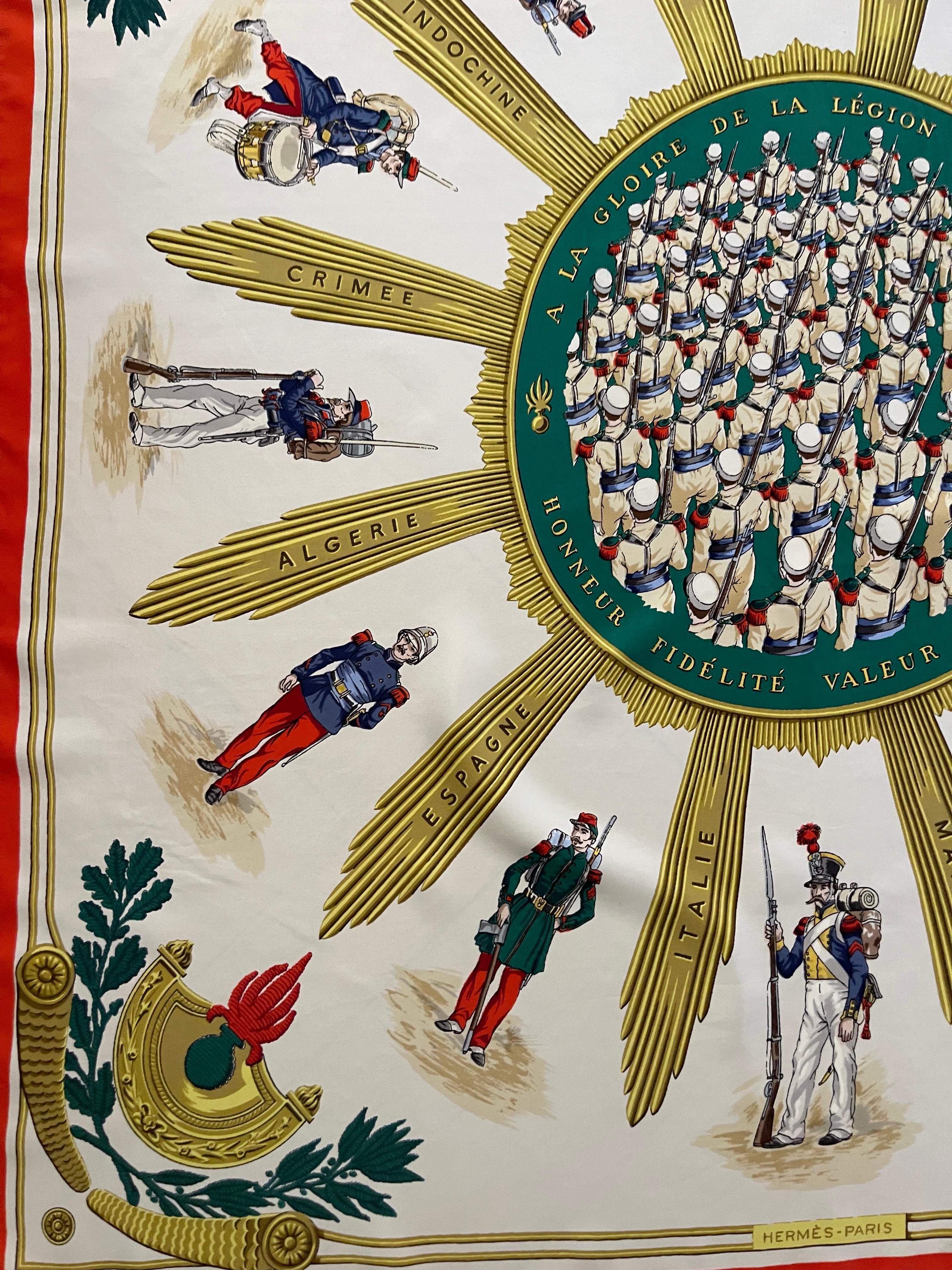 Women's or Men's Hermès Silk Scarf «  À La Gloire De La Légion Étrangère » 1951 For Sale