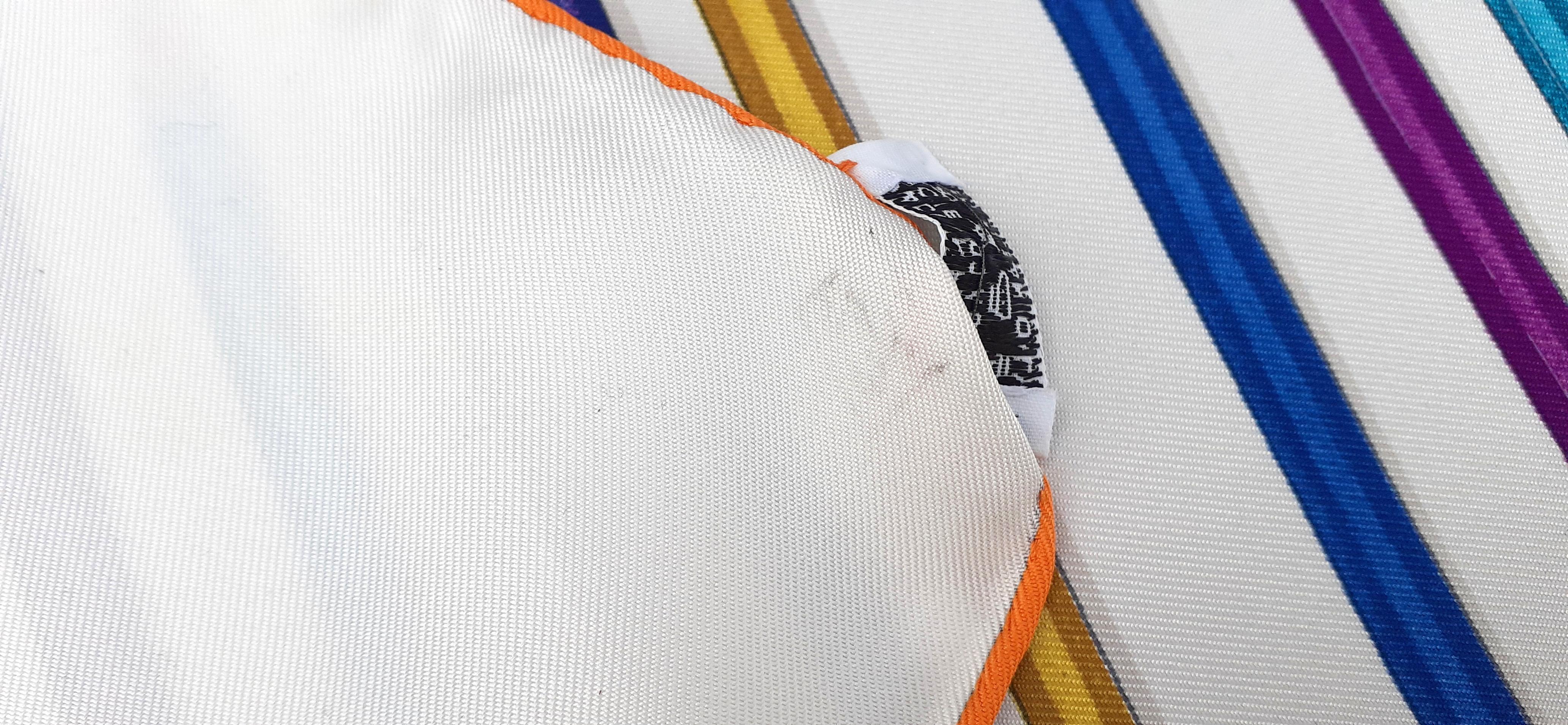 Hermès Silk Scarf A Vos Crayons ! P. Cooke White Orange 90 cm 5
