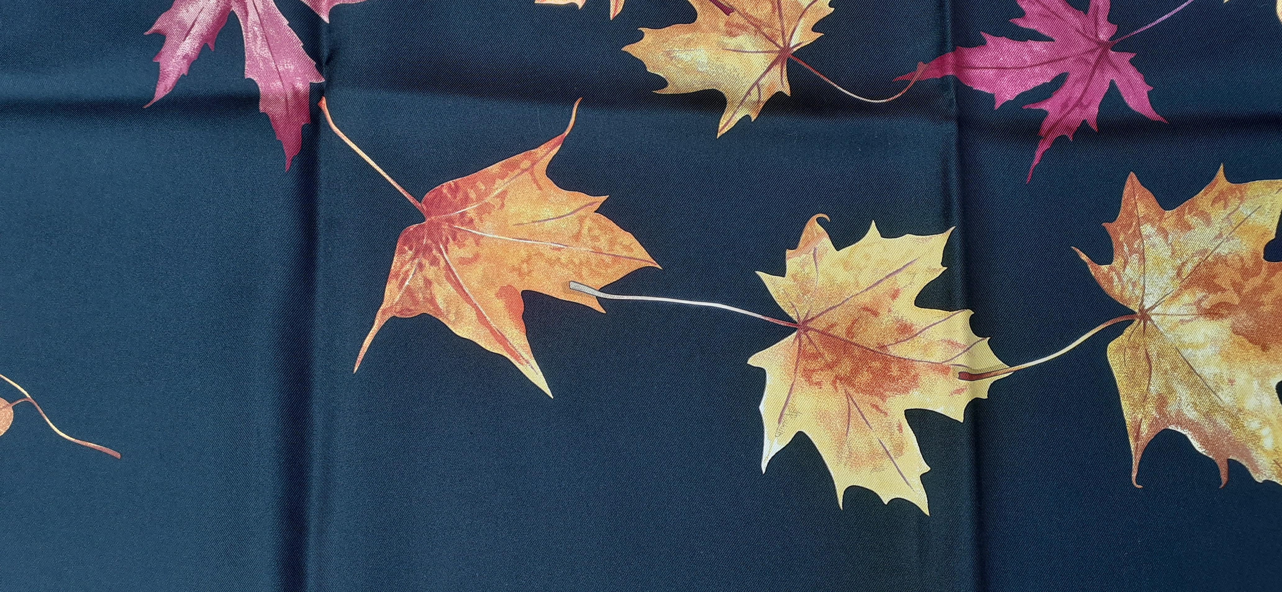 Hermès Silk Scarf A Walk In the Park Leigh P Cooke Leaves Black 90 cm 6