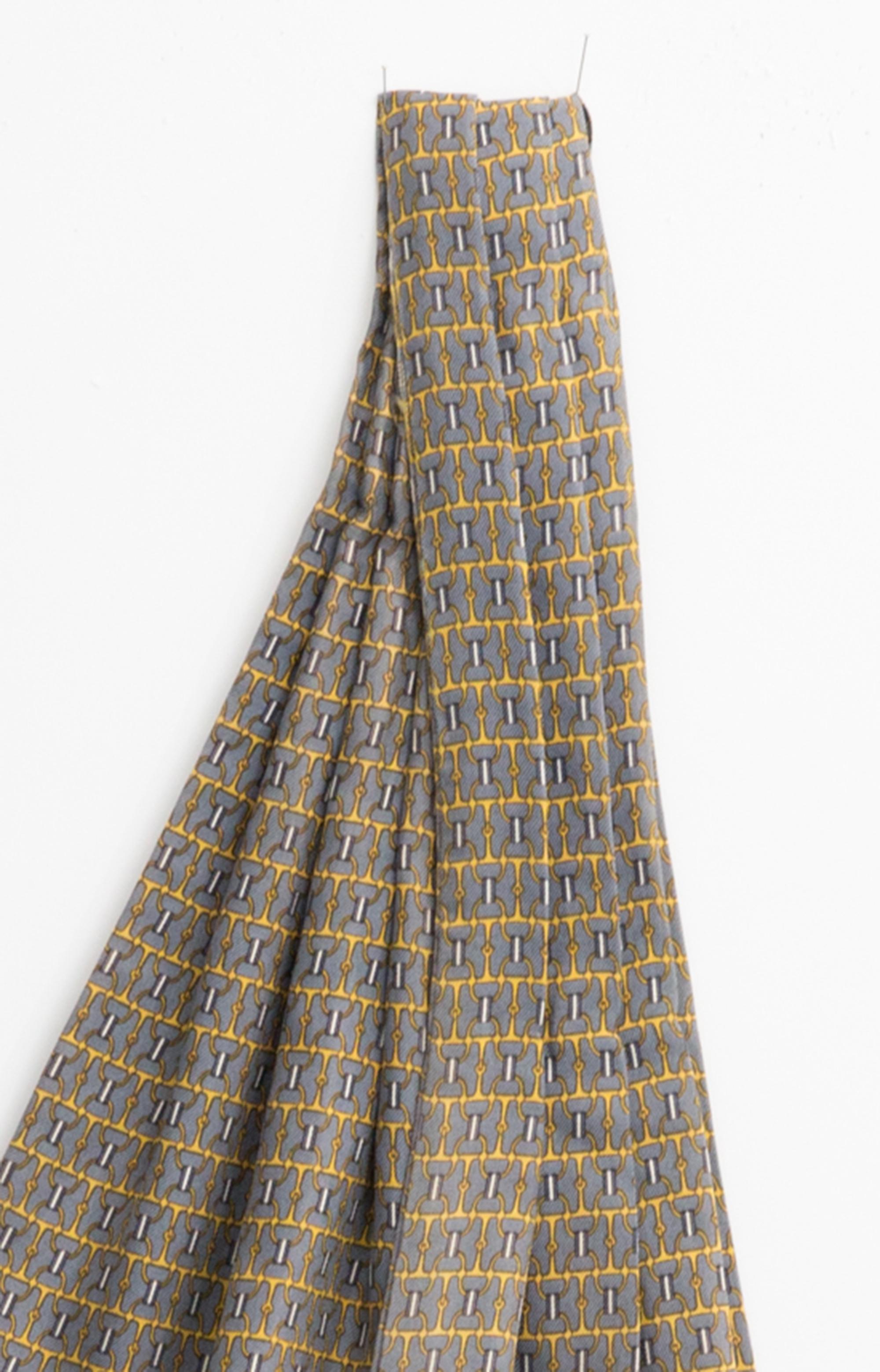 Gray Hermes Silk Scarf Ascot For Sale