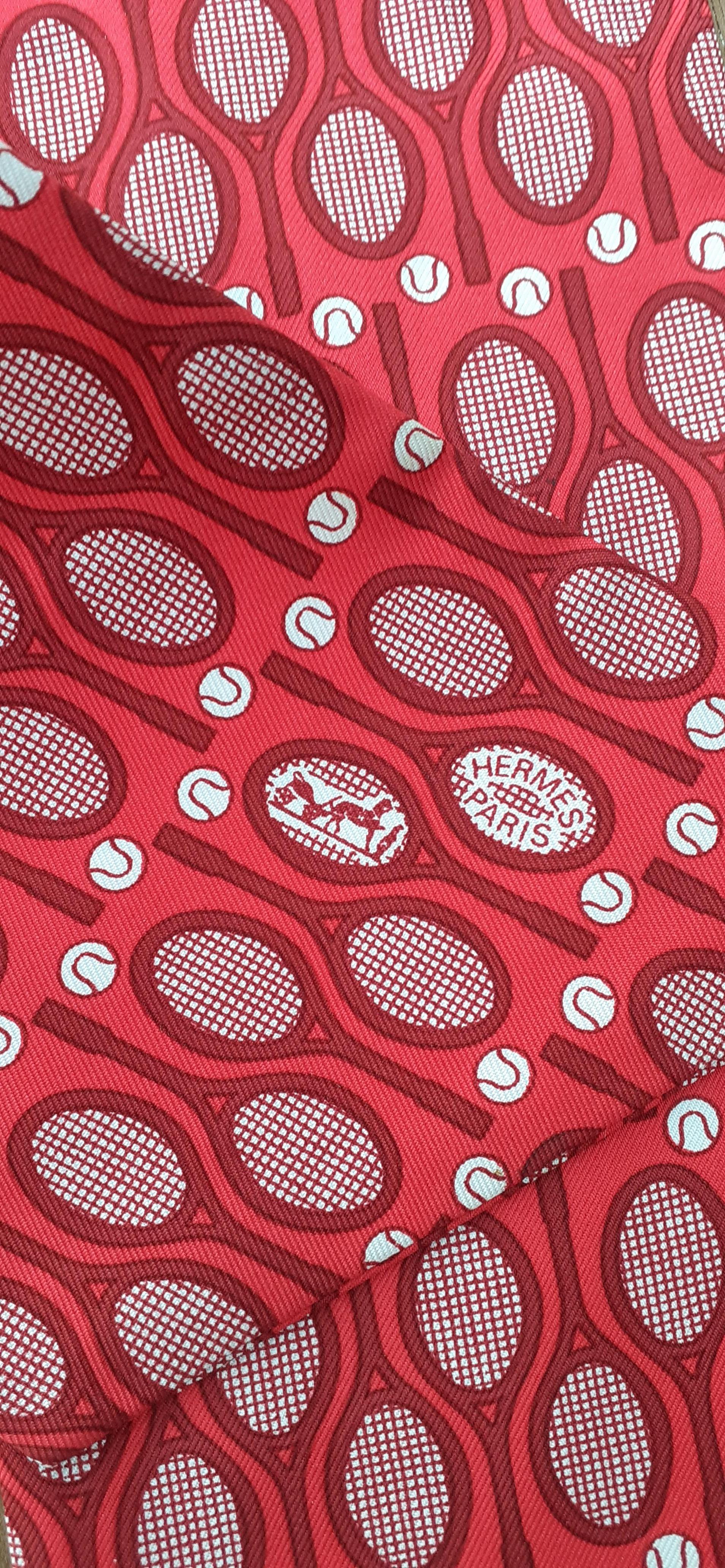 Hermès Silk Scarf Ascot Tie Tennis Print Origny RARE 3