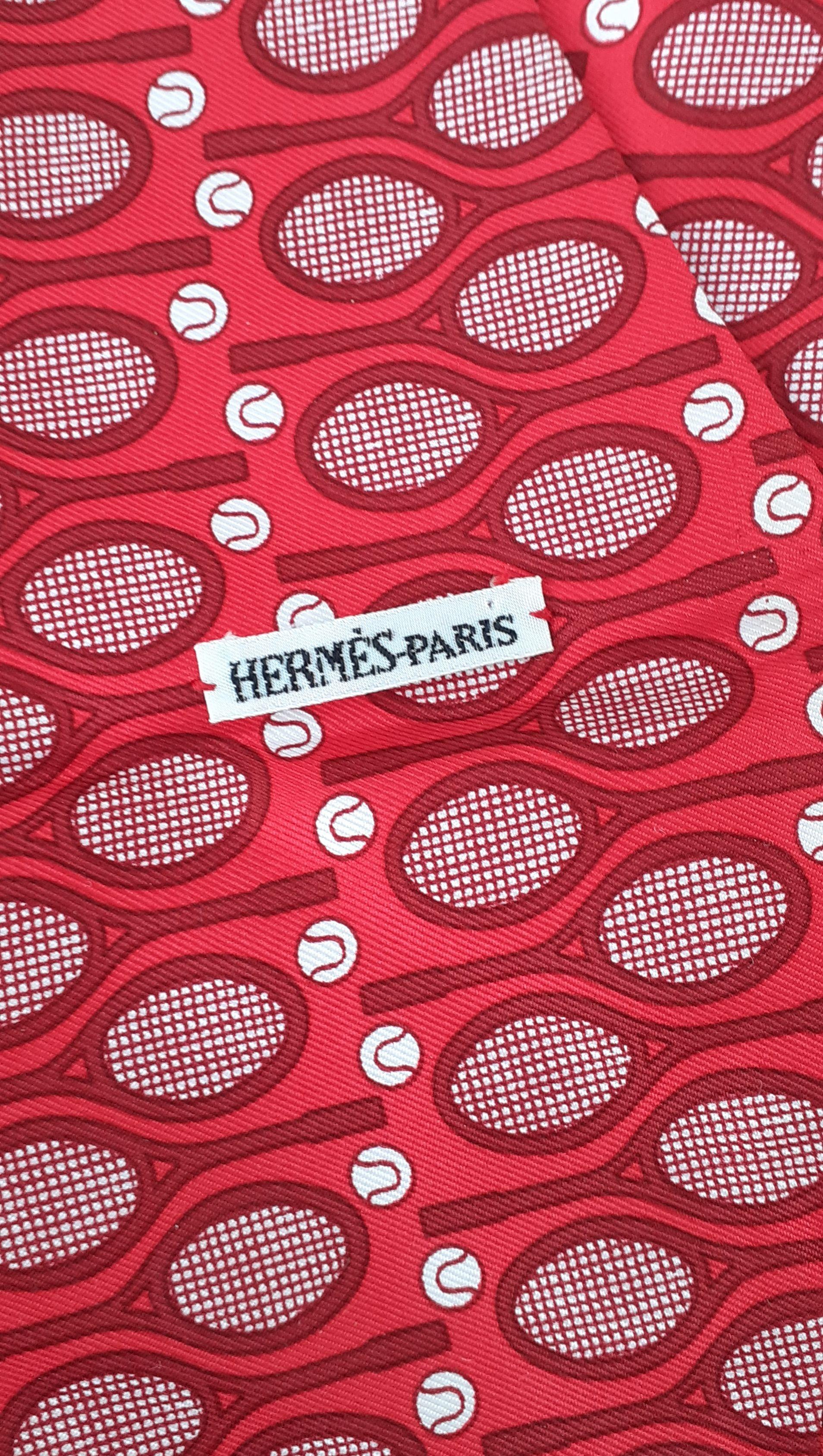 Hermès Silk Scarf Ascot Tie Tennis Print Origny RARE 5