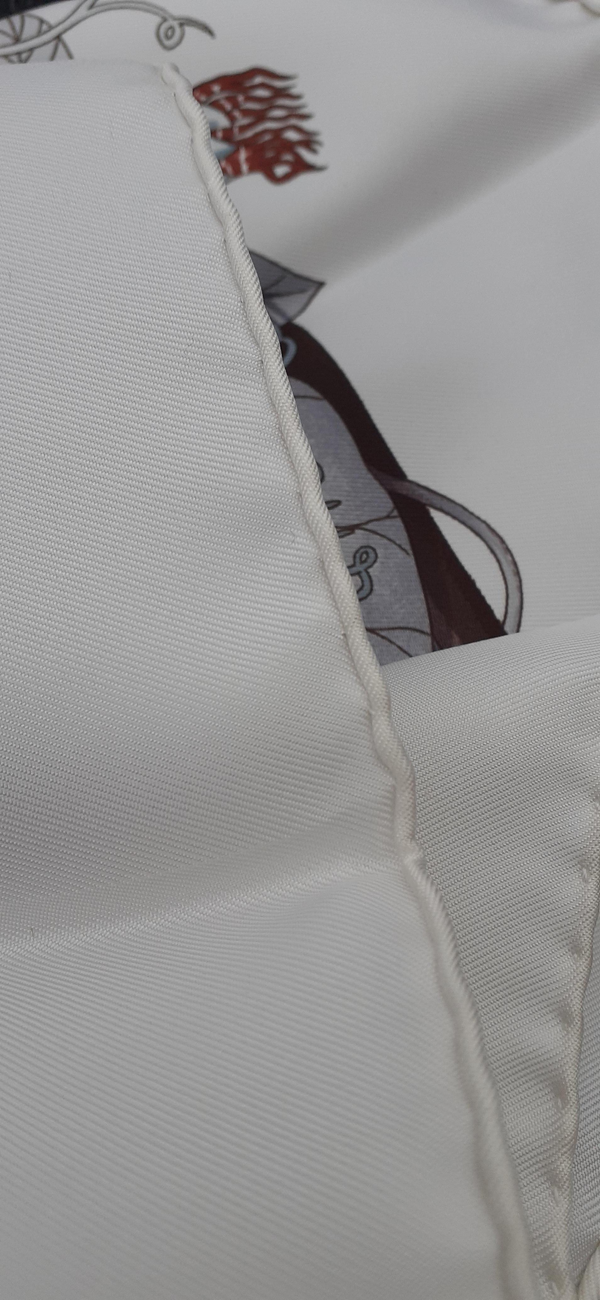 Hermès Silk Scarf Au Coeur De La Vie Aline Honore White Brown 90 cm 14