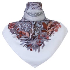 Hermès Silk Scarf Au Coeur De La Vie Aline Honore White Brown 90 cm