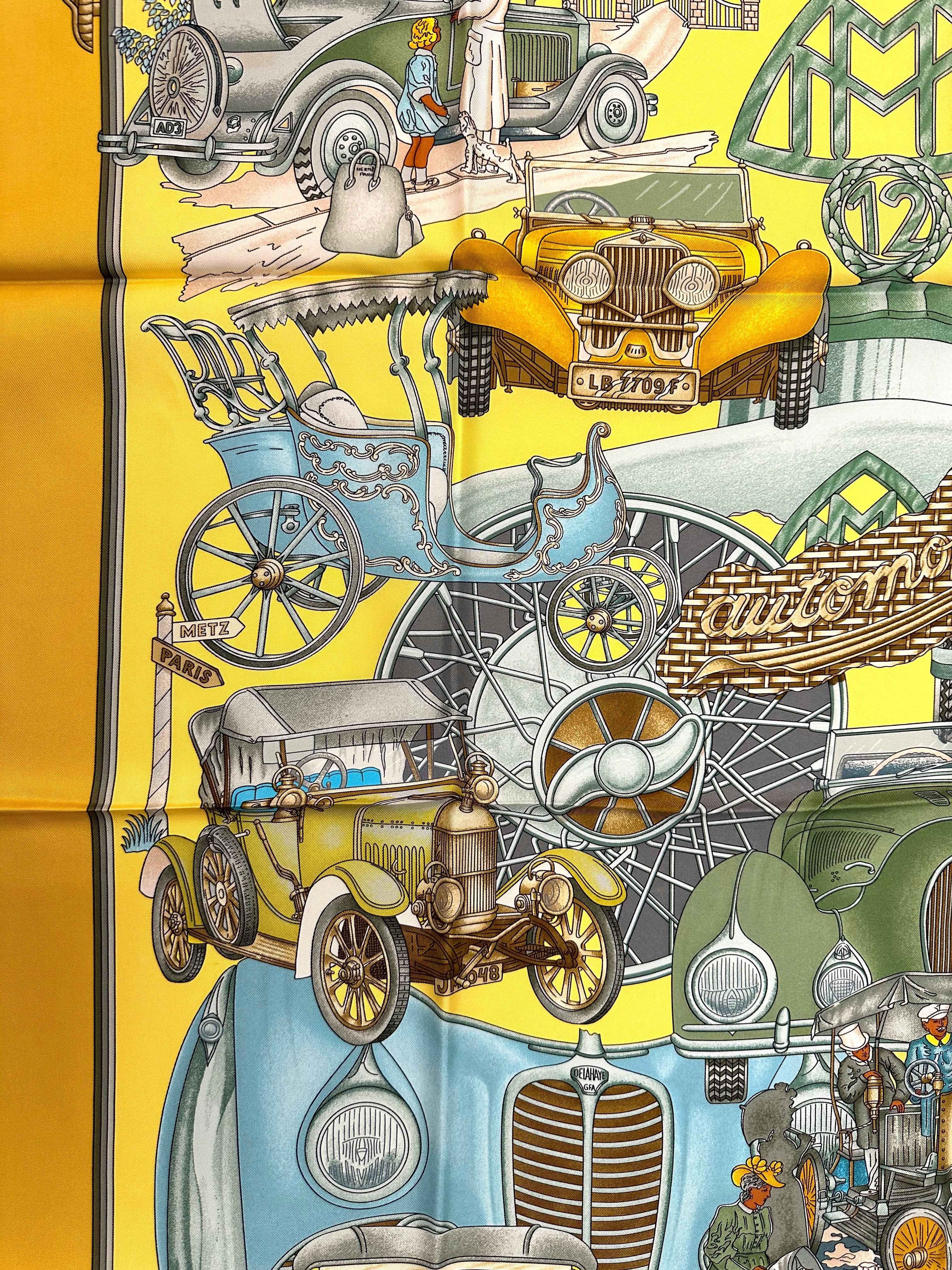 Beige Hermes Silk Scarf, Automobile For Sale