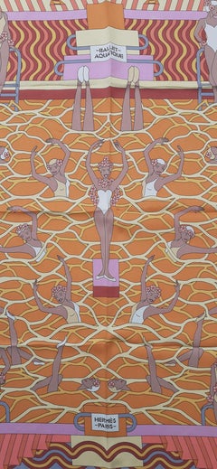 Hermès Silk Scarf Ballet Aquatique Pierre Marie Orange Grey Rare Colorway