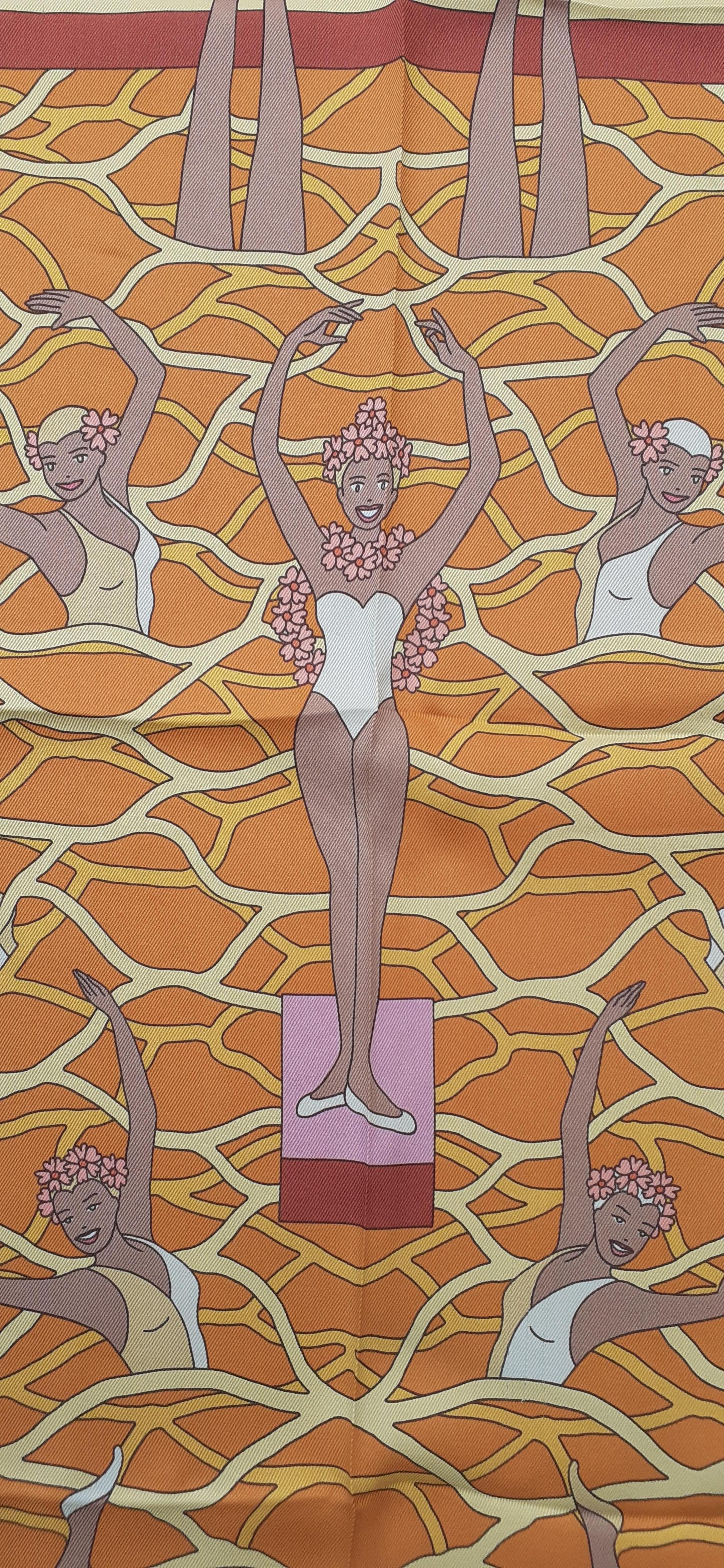 Hermès Silk Scarf Ballet Aquatique Pierre Marie Orange Grey Rare Colorway In Excellent Condition In Corcoué Sur Logne, Loire-Atlantique