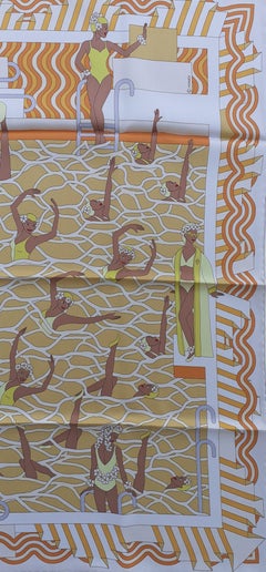 Hermès Silk Scarf Ballet Aquatique Pierre Marie Orange Yellow White 70 cm