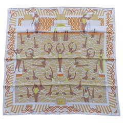 Hermès Silk Scarf Ballet Aquatique Pierre Marie Orange Yellow White 70 cm