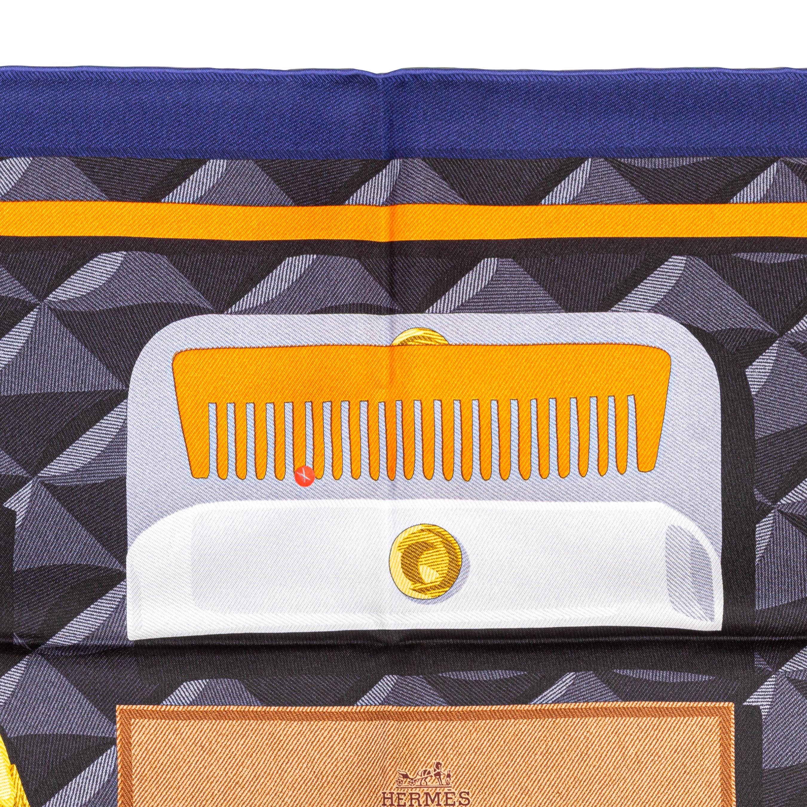 Hermes Pañuelo de Seda Beauté Composée - Caban Naranja Gris - Nuevo Con Etiqueta S en venta 2