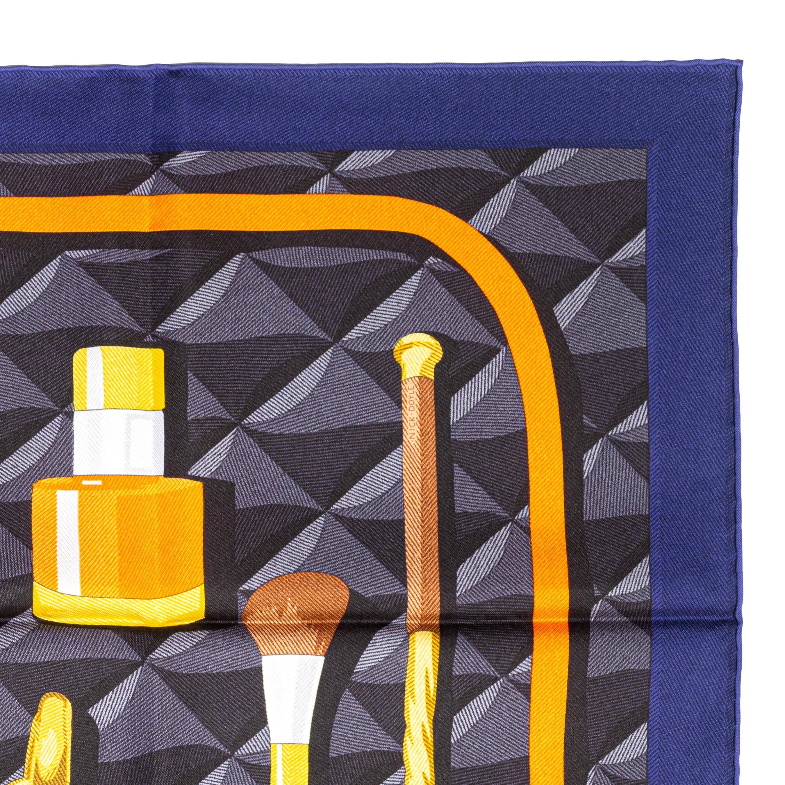 Hermes Pañuelo de Seda Beauté Composée - Caban Naranja Gris - Nuevo Con Etiqueta S en venta 3