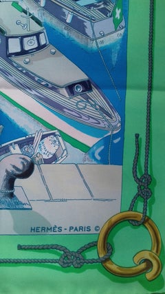 Hermès Silk Scarf Belle Ile Le Port Saint Tropez Dauchez Boats 90 cm Rare