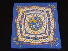 Hermès Silk Scarf Blue White Petite Main Cathy Latham 35 inches