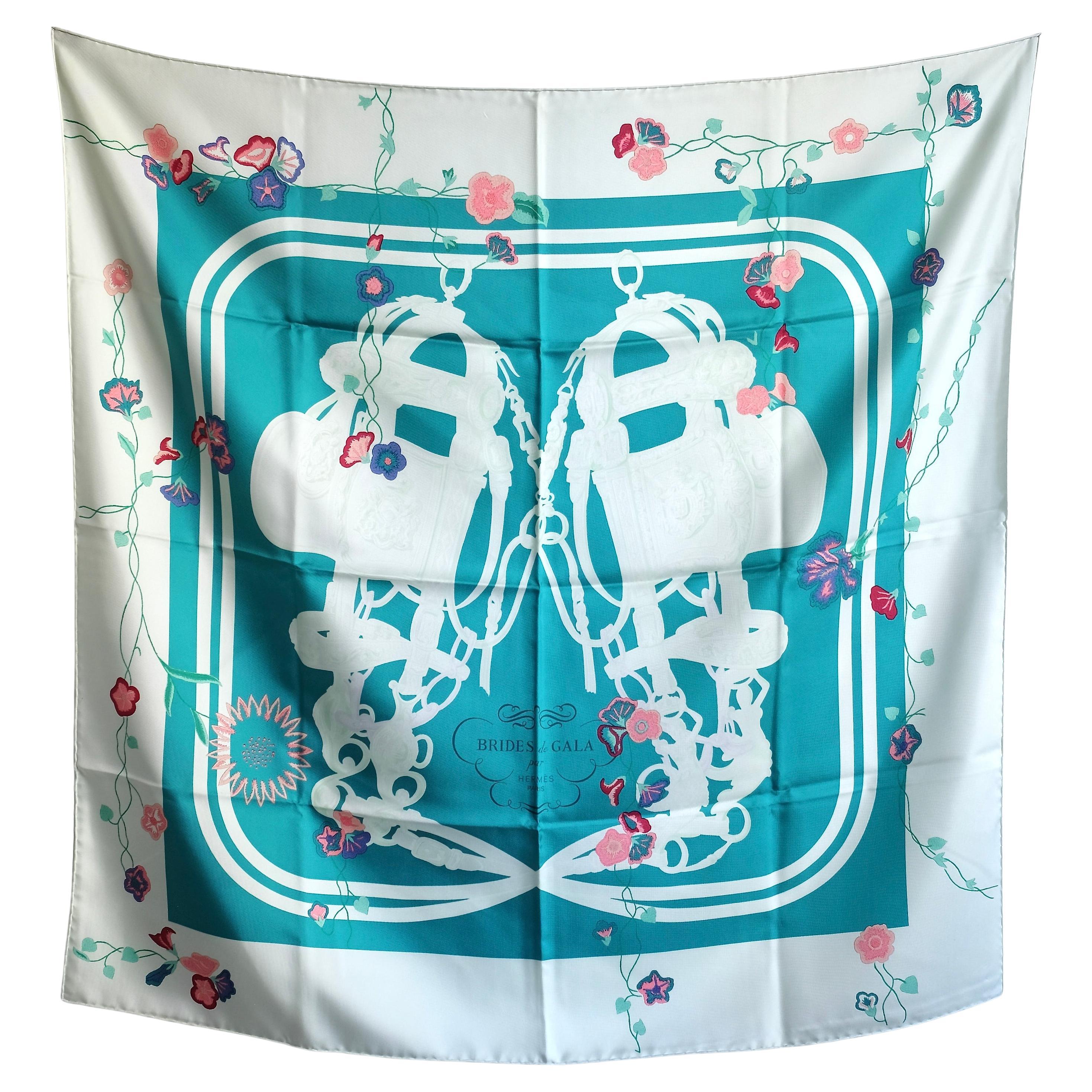 Pañuelo de seda HERMÈS " Brides Fleuries " - Edición especial por Hugo Grygkar 2013