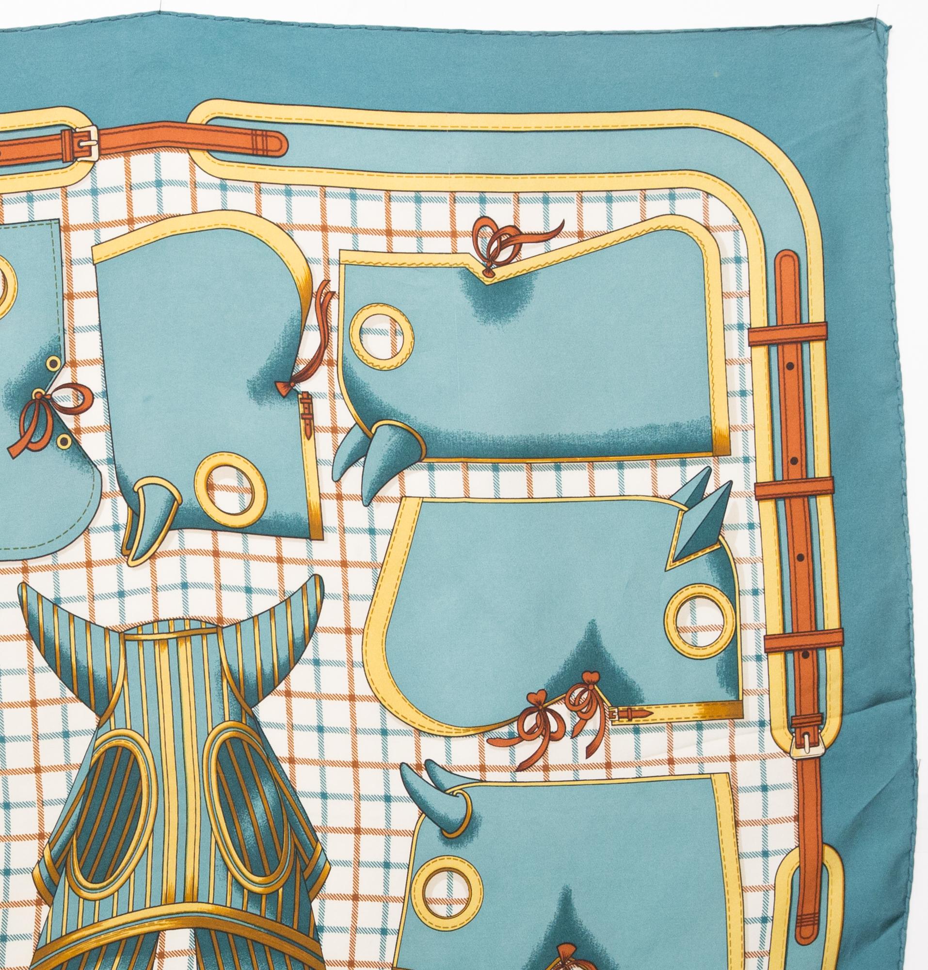 Hermes Silk Scarf Camails designed by F. de la Perriere In Good Condition For Sale In Paris, FR