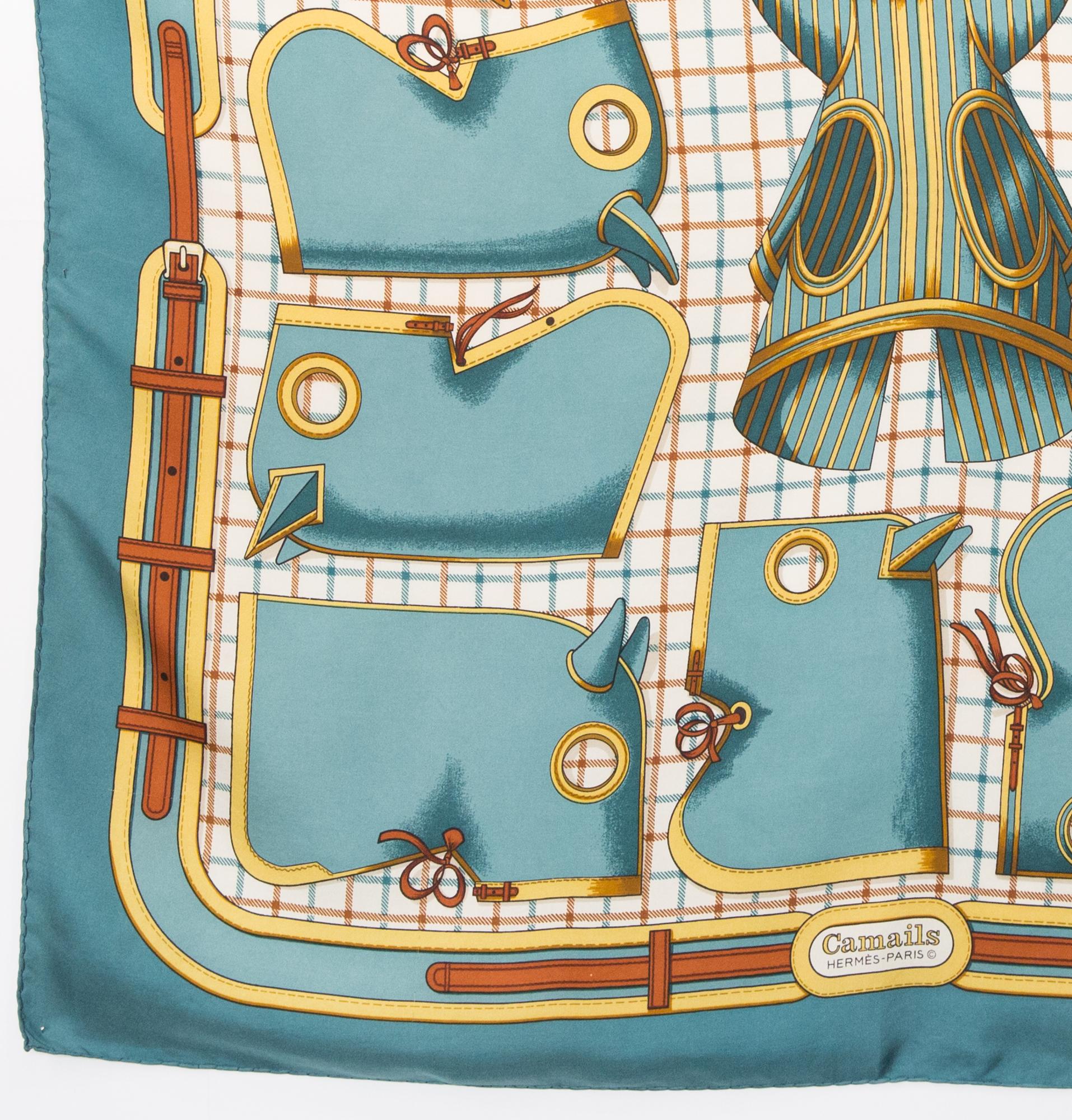 Hermes Silk Scarf Camails designed by F. de la Perriere In Good Condition For Sale In Paris, FR