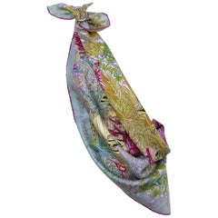Hermès Silk Scarf Carré Jardin a Sintra Vet Amande Framboise Annie Faivre 90 cm