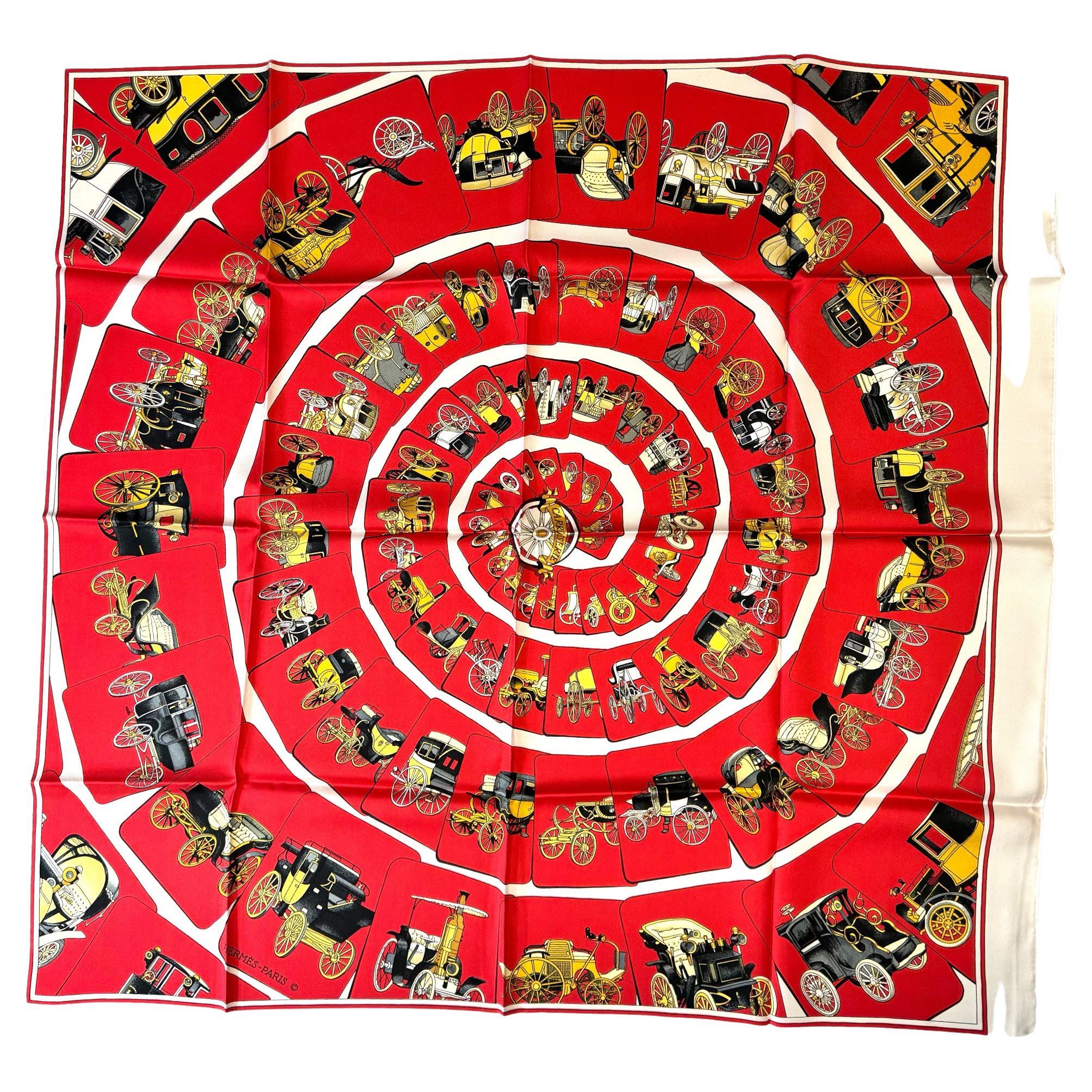 Hermes Silk Scarf, Carrosserie Signed, designed by Philippe Ledoux