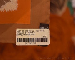 Hermes Silk Scarf - Casques et Plumets - Caramel Marron Roux - NEW