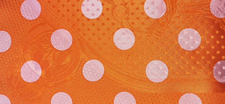 Hermès Silk Scarf Cavalcadour Brides de Gala A Pois Origny Orange Pink 90 cm For Sale 6