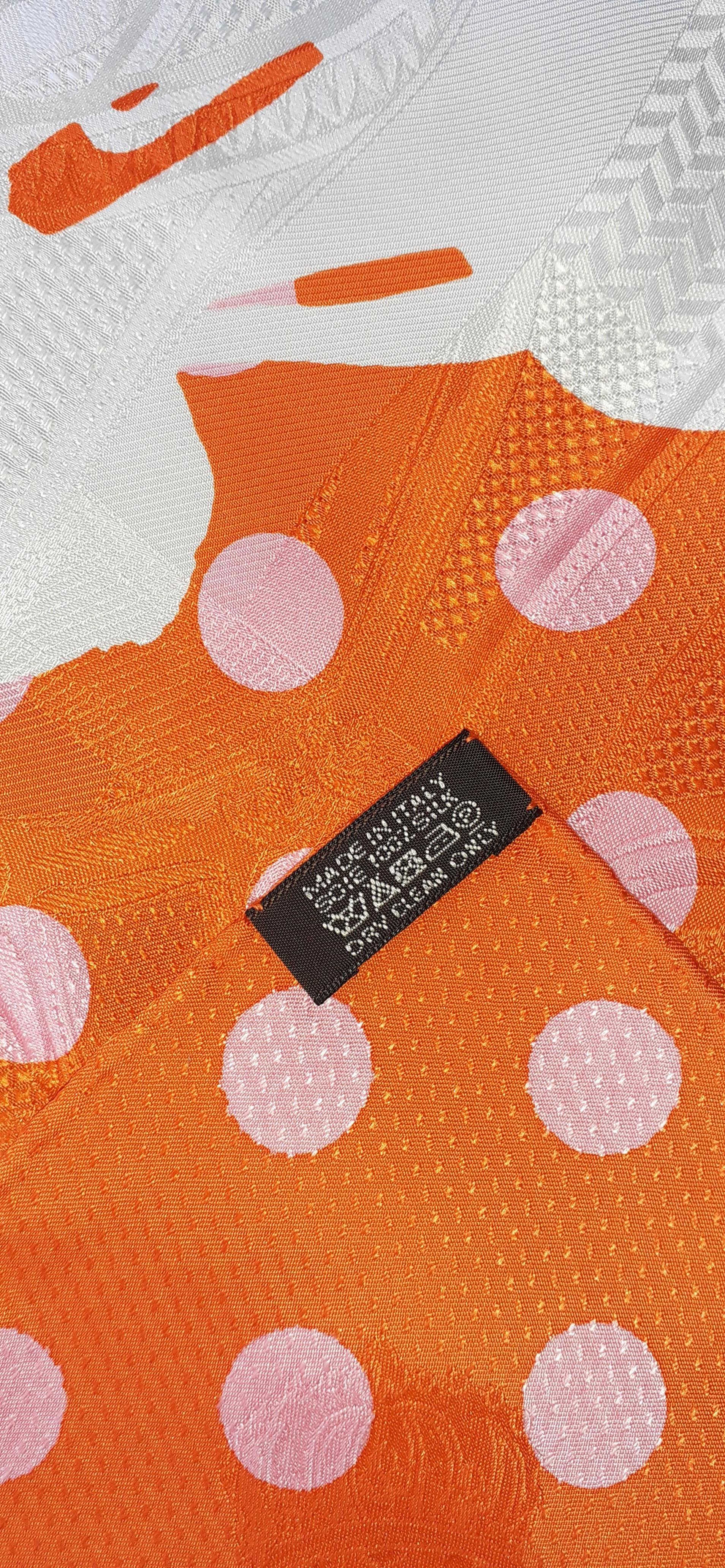 Hermès Silk Scarf Cavalcadour Brides de Gala A Pois Origny Orange Pink 90 cm For Sale 3