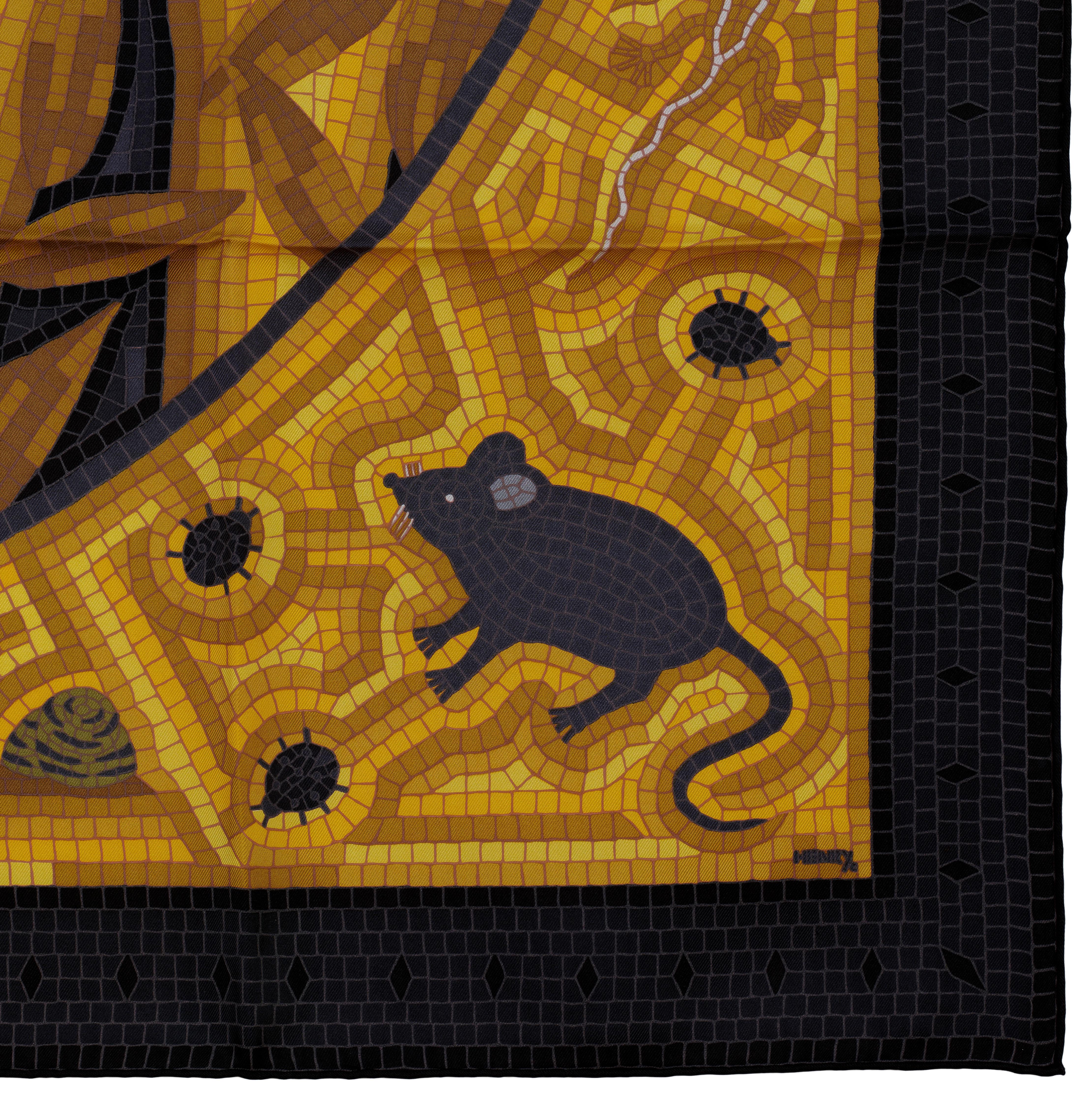 Hermes Seidenschal Cave Felem - Schwarz Gold - NEW Care TAG GRAIL!!! im Angebot 7
