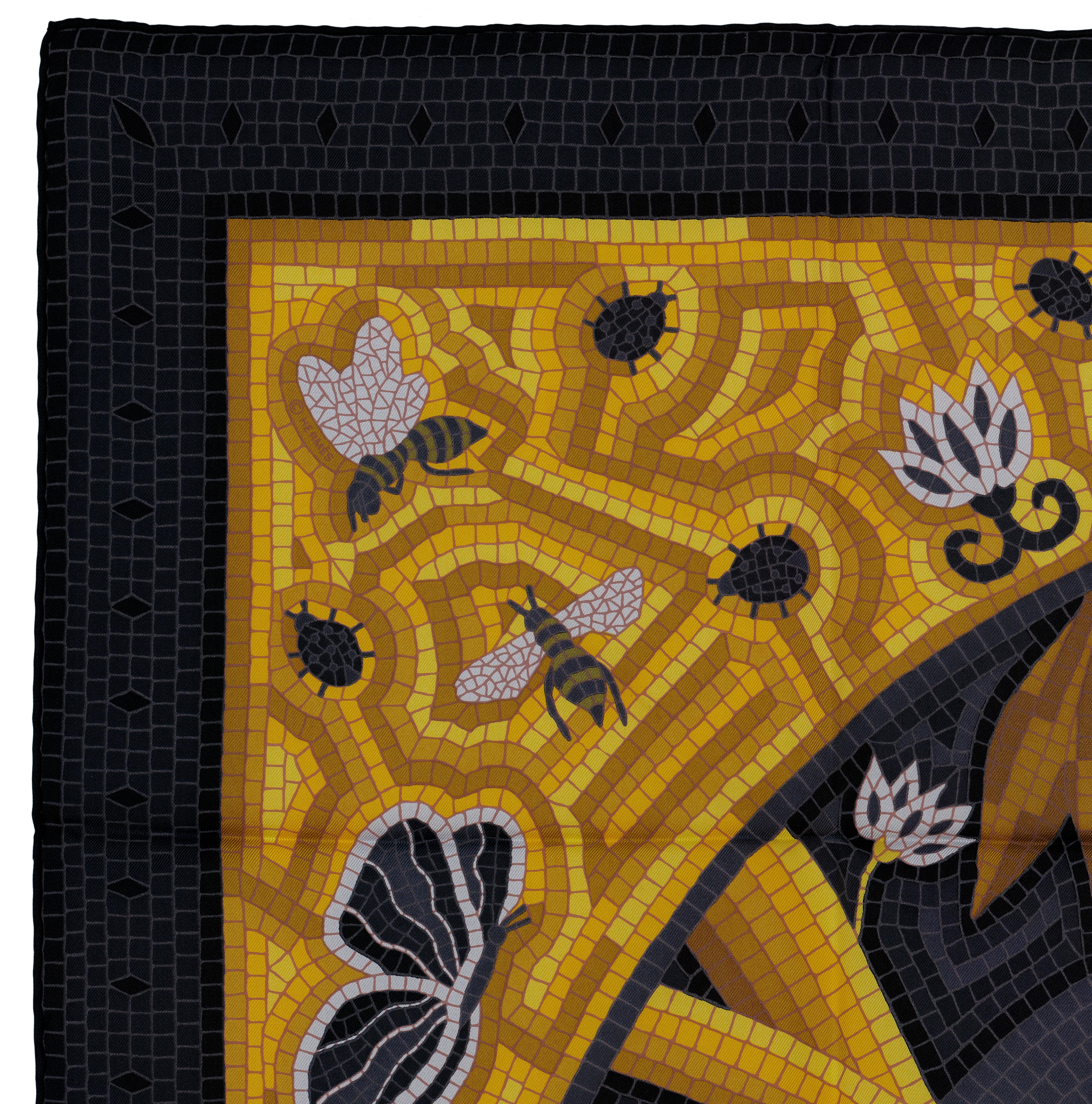 Hermes Seidenschal Cave Felem - Schwarz Gold - NEW Care TAG GRAIL!!! Damen im Angebot