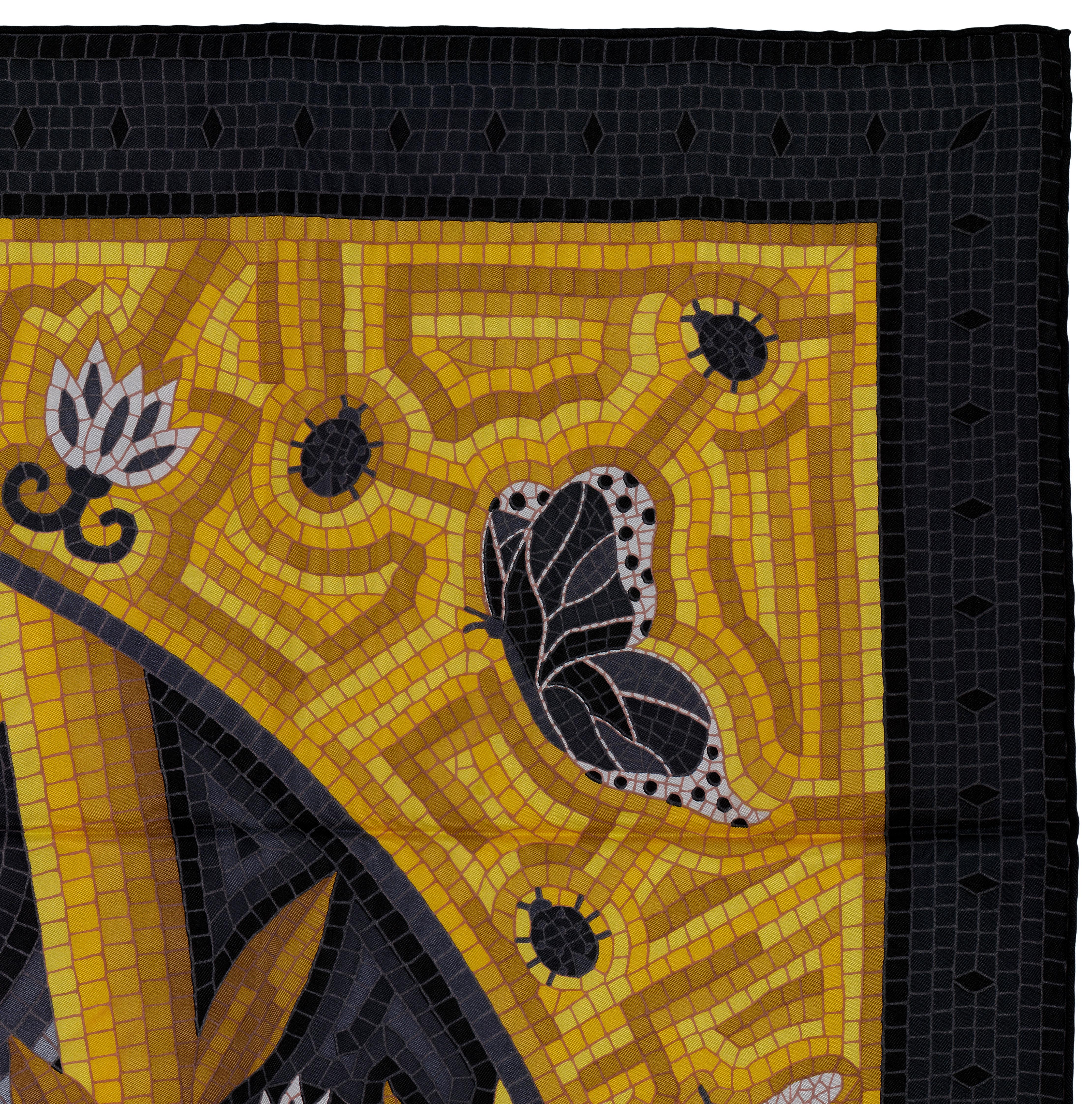 Hermes Seidenschal Cave Felem - Schwarz Gold - NEW Care TAG GRAIL!!! im Angebot 2