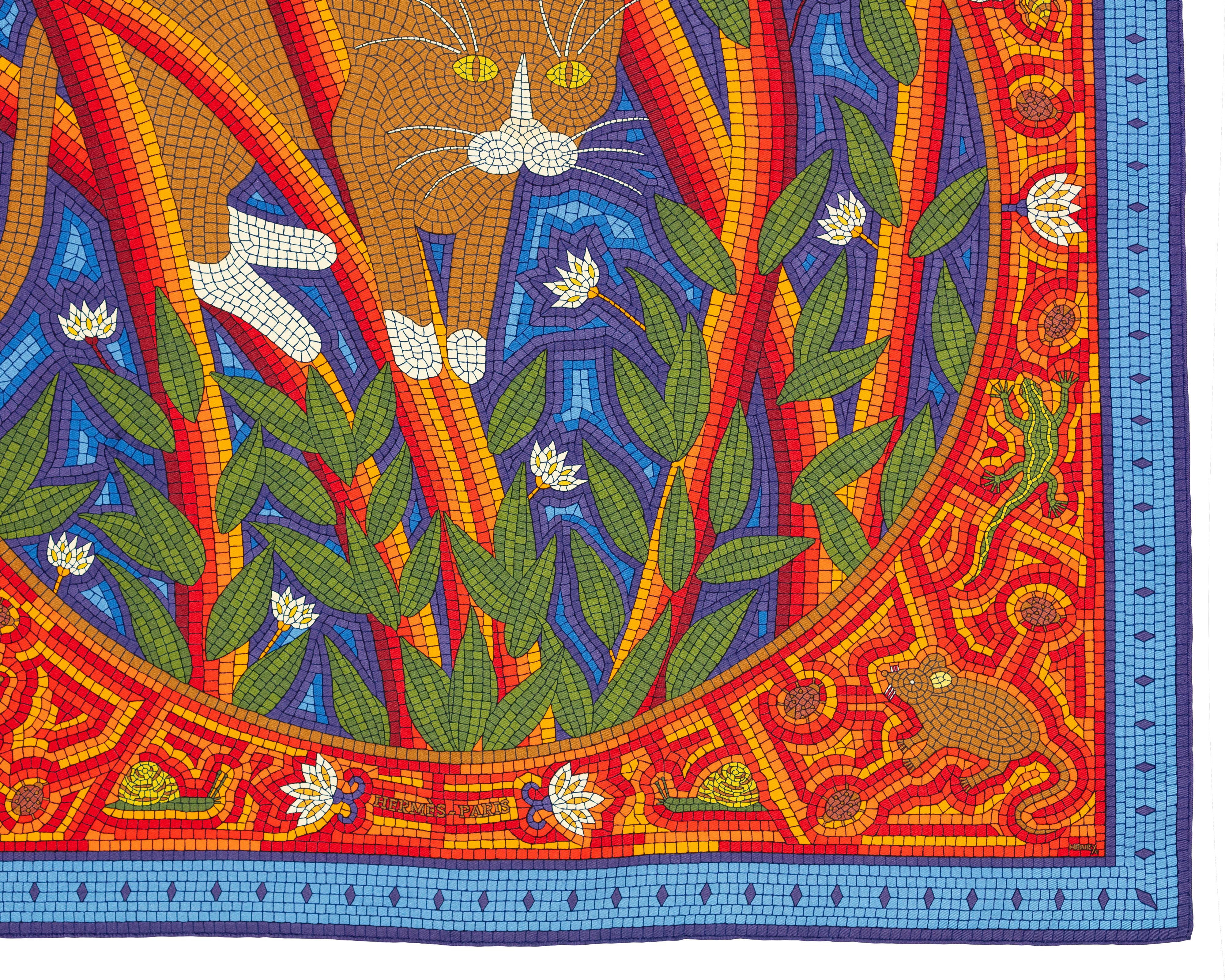 Hermes Sciarpa di seta Cave Felem - Blu Rosso - MWOCT GRAIL!!! In condizioni Nuovo in vendita a Ottawa, CA