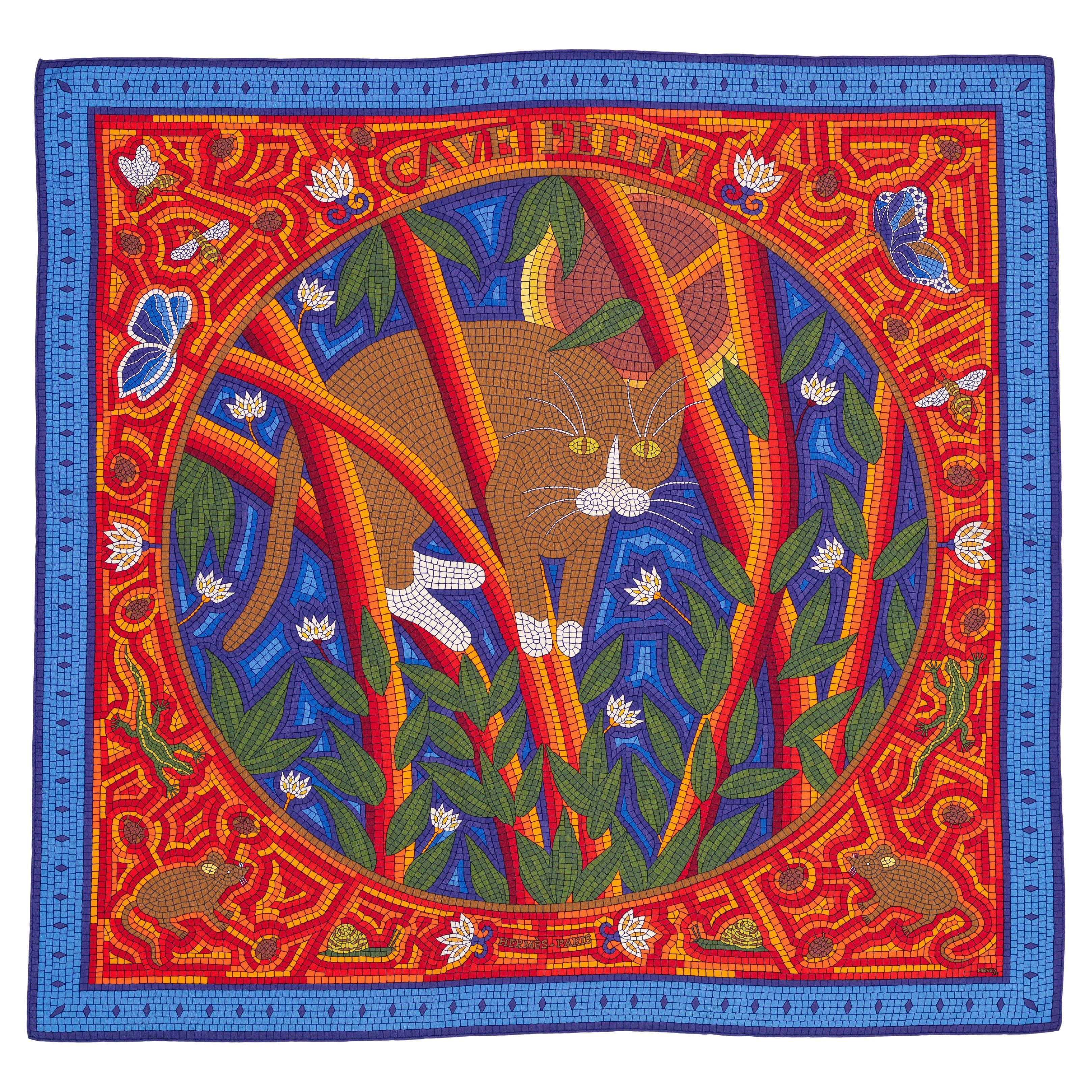Hermes Seidenschal Cave Felem - Blau Rot - MWOCT GRAIL!!!