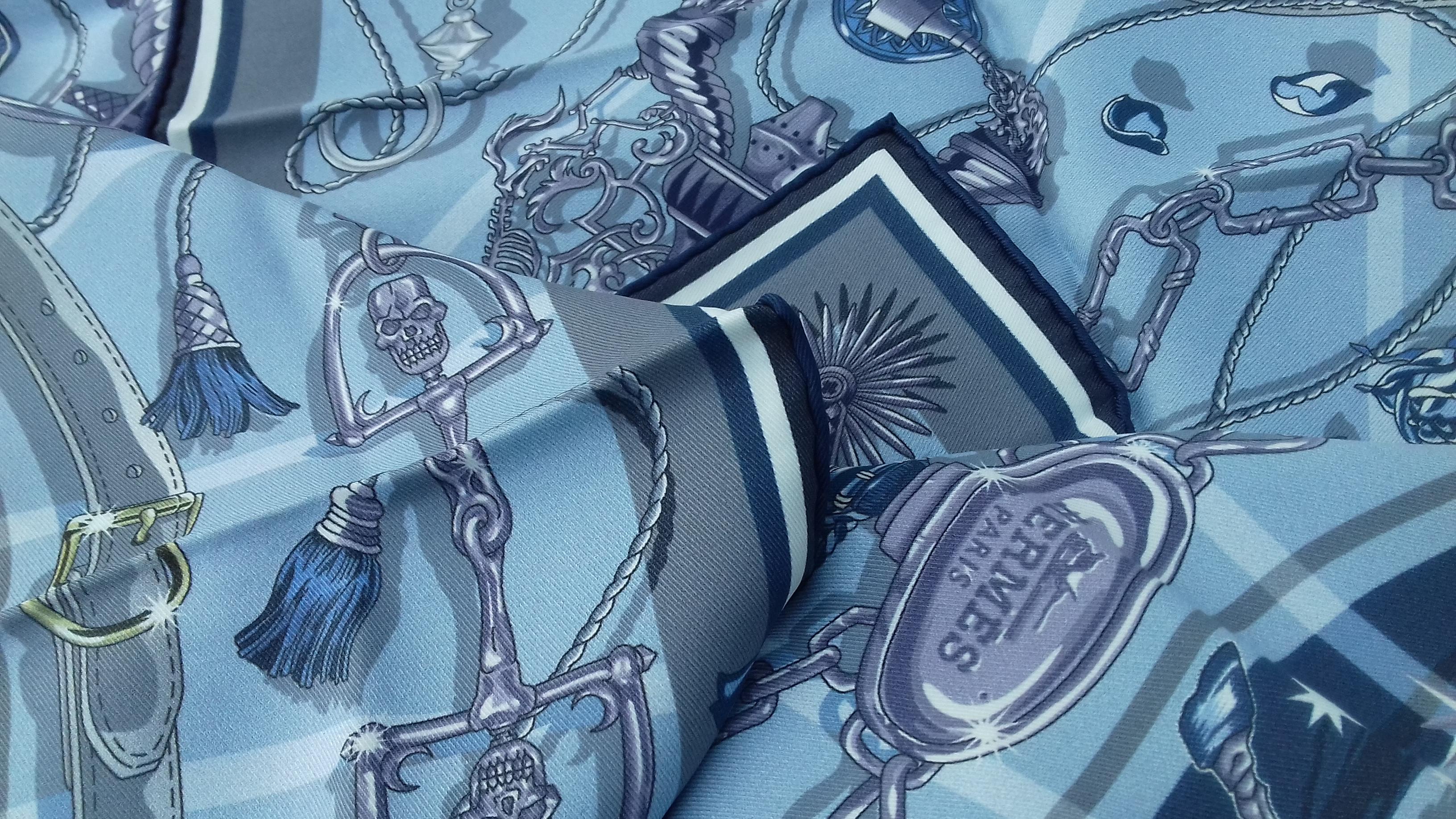 Hermès Silk Scarf C'est la Fete Daisuke Nomura Ciel Bleu CW01 70cm 8