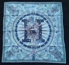 Hermès Silk Scarf C'est la Fete Daisuke Nomura Ciel Bleu CW01 70cm