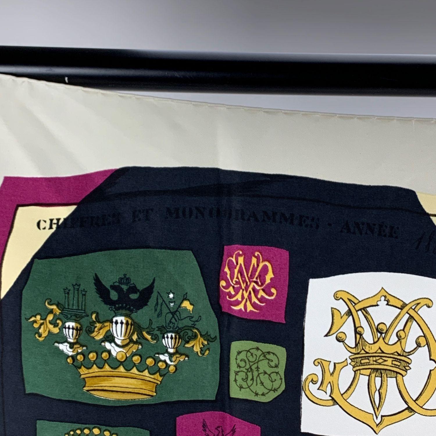 Hermes Silk Scarf Chiffres et Monogrammes 1962 Coutin Original Issue In Good Condition In Rome, Rome