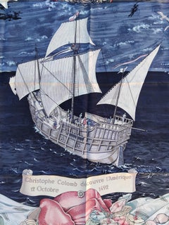 Hermès Silk Scarf Christophe Colomb Decouvre l'Amerique 12 Oct 1492