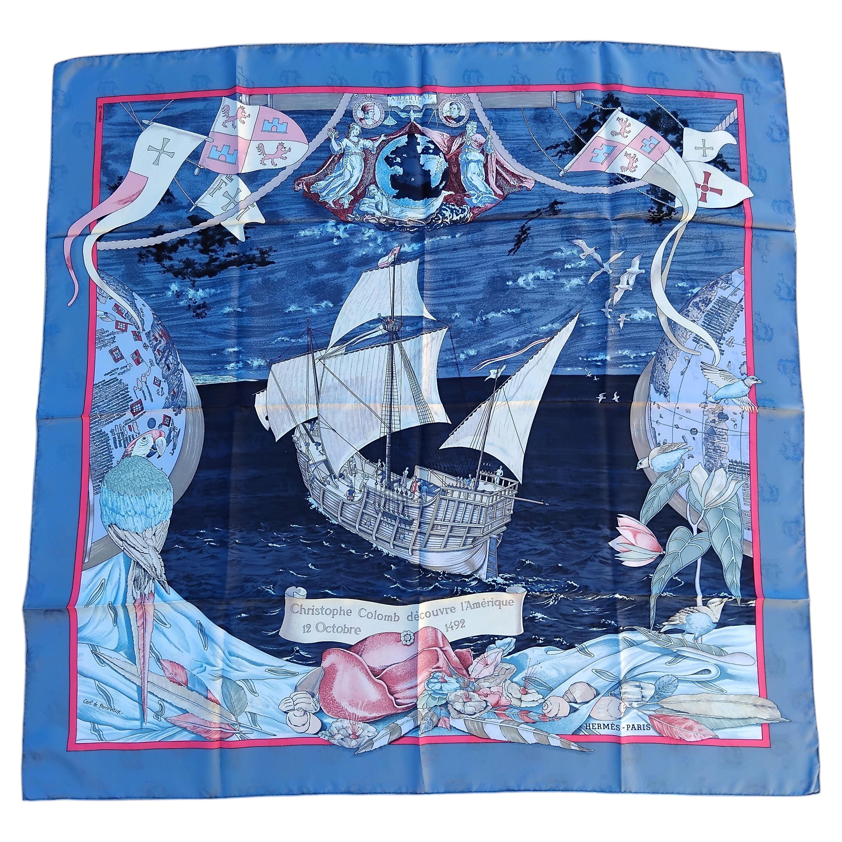 Sciarpa di seta Hermès Christophe Colomb Decouvre l'Amerique 12 Oct 1492 in vendita