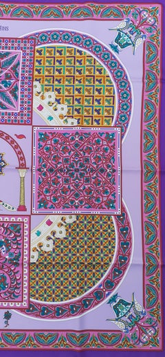 Hermès Silk Scarf Ciels Byzantins Purple Yellow Pink 90 cm