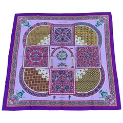 Hermès Silk Scarf Ciels Byzantins Purple Yellow Pink 90 cm